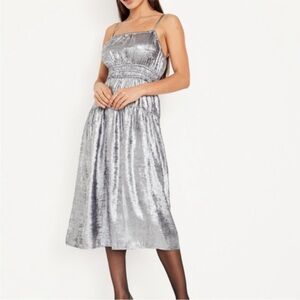 Waist-Defined Cami Shine Midi Dress